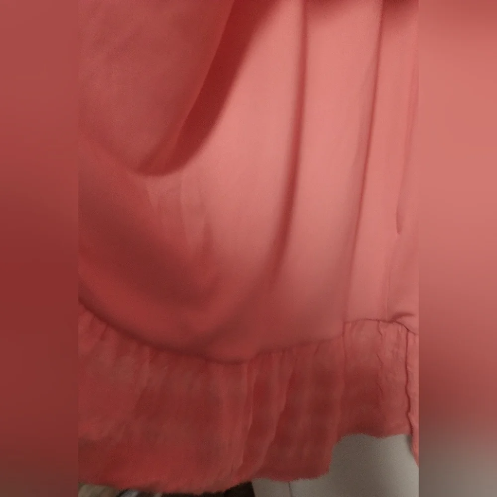 New Peach Ruffle Wrap Dress / Size 2X - Picture 6 of 12